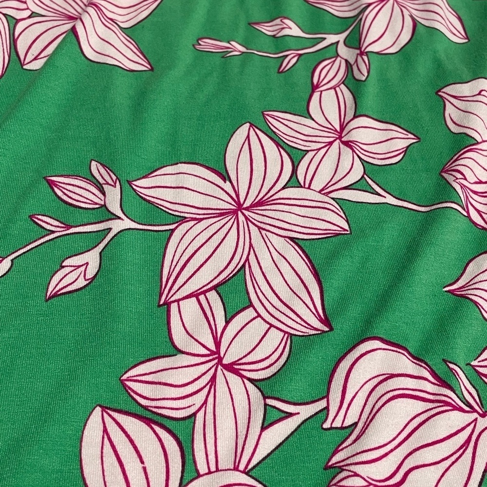CAbi Weekend Dress #6217 Sz Large Green Tiered Midi Tank Dress Pink White Floral - Picture 6 of 11